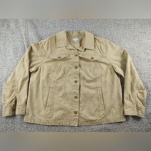 Charter Club Beige  Embroidered Button Up Jacket